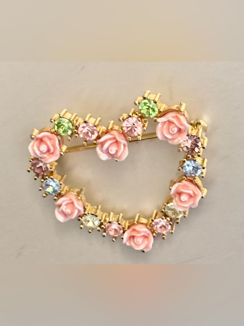Avon Rose Heart Brooch